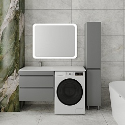 Style Line Тумба с раковиной под стиральную машину Даллас 130 L Люкс Plus подвесная серая – фотография-6
